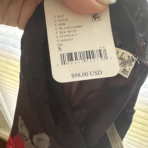 NWT Free People Love You Most Printed Maxi Slip in the color Licorice Combo - Picture 5 of 5